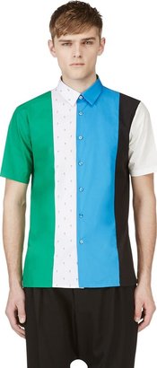 Raf Simons Green & Blue Multi-Panel Shirt