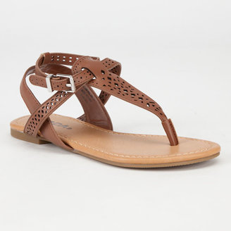 Soda Sunglasses Girls Perforated T-Strap Sandals