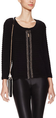 Plenty by Tracy Reese Chain Embellished Ribbed Cardigan