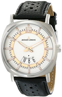 Jacques Lemans Men's 1-1740D Lugano Analog Display Quartz Black Watch