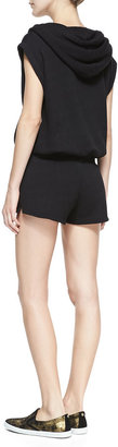 Pm & Gel Sleeveless Hooded Short Jumpsuit, Black