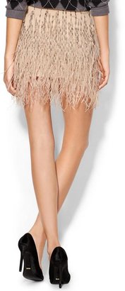 Haute Hippie Ponte Mini Skirt with Ostrich