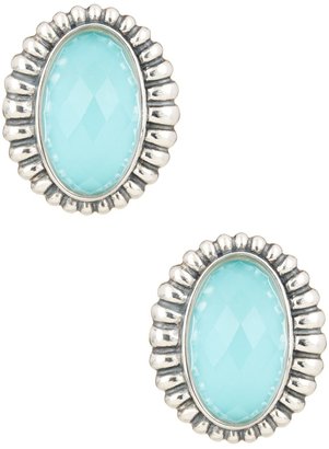 Lagos Sterling Silver Fluted Turquoise Oval Dome Earrings