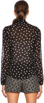RED Valentino Stars Silk Button Down with Removable Collar in Black