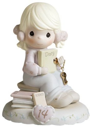 Precious Moments Precious Moments, Birthday Gifts, "Growing In Grace, Age 14", Bisque Porcelain Figurine, Blonde Girl, #272655