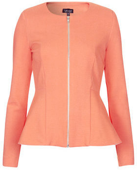 Topshop Womens Slim Peplum Zip Jacket - Orange