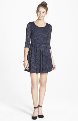 Lush Textured Floral Lace Skater Dress