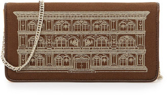 Love Moschino Metallic House Of Moschino Printed Wallet Clutch, Camel/Bronze