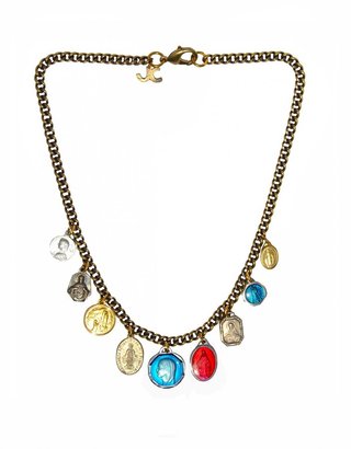 Carnet de Mode Justine Clenquet Golden Brass Necklace Adorned with Religious Medals LOUXOR JCN27