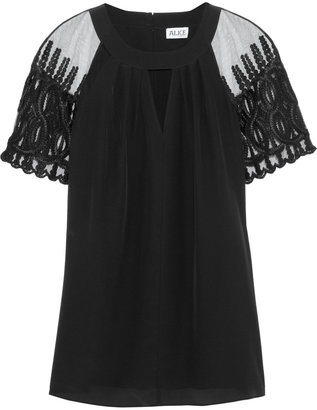 ALICE by Temperley Everette tulle-paneled silk crepe de chine top
