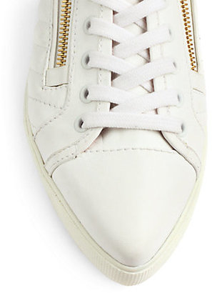 Miu Miu Leather Double-Zip High-Top Sneakers