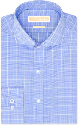 MICHAEL Michael Kors Non-Iron Slim-Fit Blue Crystal Check Dress Shirt