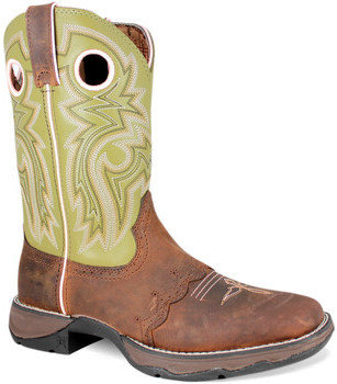 Durango Flirt With  Ladies Saddle Lace 10 Inch Western Boots Tan/Green