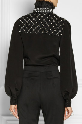 Alexander McQueen Embellished silk-cady and chiffon top