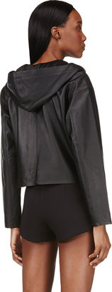 Alexander Wang T by Black Leather Hooded Jacket