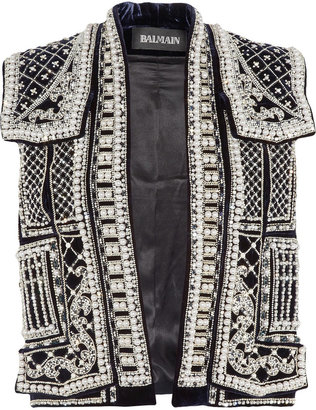 Balmain Embellished velvet vest