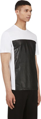 Neil Barrett White Leather Panel T-Shirt