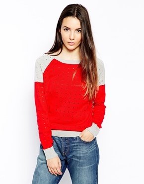 Shae Perforated Stitch Jumper with Raglan Sleeves