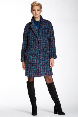 Anna Sui Boucle Tweed Button Down Coat