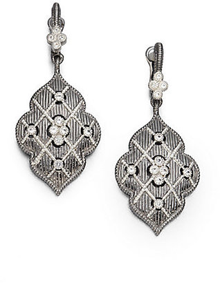 Judith Ripka Gothic White Sapphire & Sterling Silver Quilted Drop Earrings
