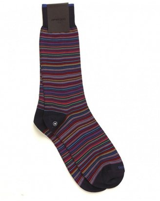 Duchamp Socks, Multicoloured Navy Platinum Striped Socks