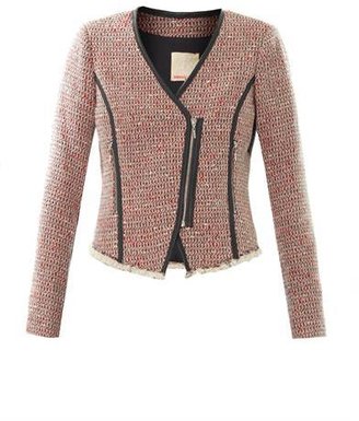 Rebecca Taylor Leather-trim tweed jacket