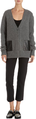 Barneys New York Cardigan with Leather Pockets