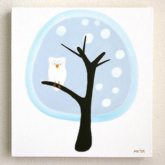 Modern Owls in Winter Hand-Painted Canvas