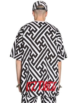 Kokon To Zai Velvet & Printed Cotton Jersey T-Shirt