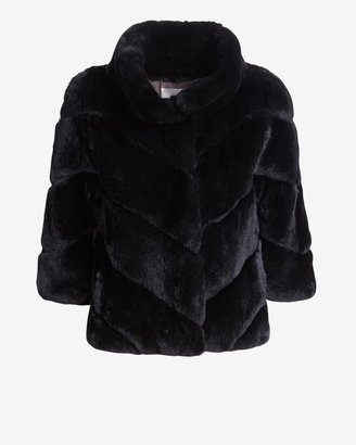 Yves Salomon Rex Rabbit Fur Swing Jacket: Black