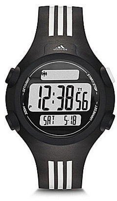 adidas Digital Questra Black and White Stripe Polyurethane Strap Watch