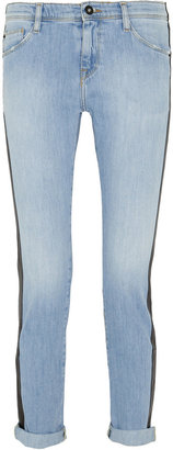 EACH X OTHER Leather-trimmed mid-rise slim boyfriend jeans