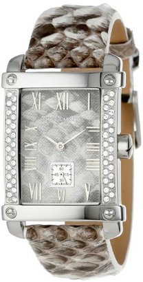 Vince Camuto Women's VC/5009IVIV Leather Swarovski Crystal Accented Silver-Tone Grey Python Strap Watch