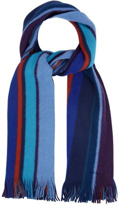Paul Smith Navy striped wool scarf