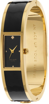 Kate Spade Watch, Women's Carousel Black Enamel and Gold-Tone Stainless Steel Bangle Bracelet 16mm 1YRU0049