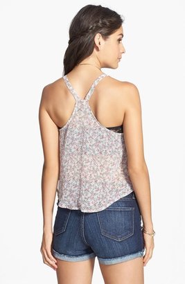 Love Squared Embroidered Racerback Crop Tank (Juniors)