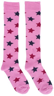 The Riding Sock Co Pink Star Terry Knee High Socks