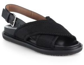 Marni Mesh & Leather Crisscross Sandals