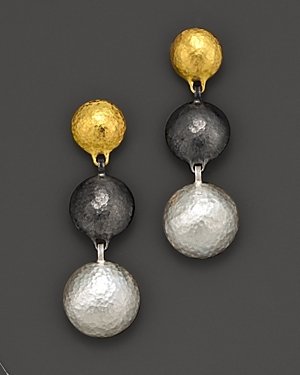 Gurhan Pure Silver And 24 Kt. Gold Lentil Drop Earrings