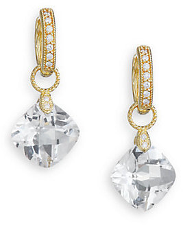 Jude Frances Classic White Topaz, Diamond & 18K Yellow Gold Cushion Earring Charms
