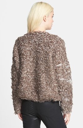 Echo Chain Trim Faux Fur Sweater