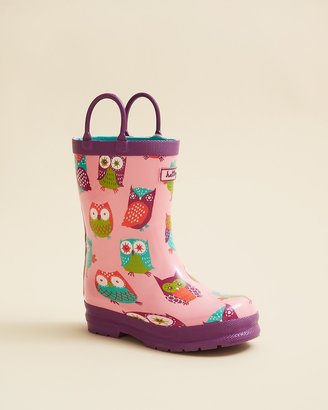 Hatley Girls' Party Owls Rain Boots - Walker, Toddler, Little Kid