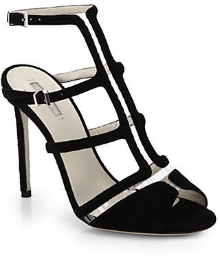 Giorgio Armani T-Strap Suede & Translucent Sandals