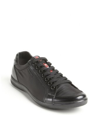 Prada Sport black nylon leather accent lace up sneakers