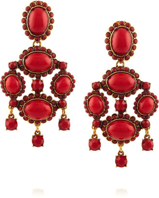 Oscar de la Renta Gold-tone cabochon earrings
