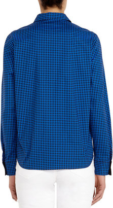 Jones New York Black and Blue Stretch Cotton Long-sleeve Shirt (Petite)