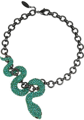 Roberto Cavalli Rhodium-plated Swarovski crystal snake necklace