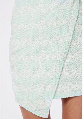 Missguided Limanta Lace Wrap Over Mini Skirt In Mint