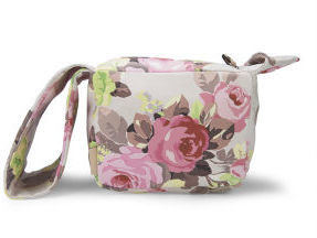 Carven Floral Small Leather Pouch Bag Sand