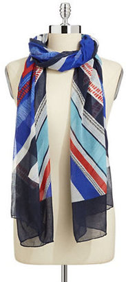 Vince Camuto Tribal Chevron Scarf-NAVY-One Size